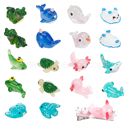 CHGCRAFT 18Pcs 9 Styles Opaque & Transparent Resin Cabochons, Mixed Marine Animal Series, Fish & Sea Hare & Shark, Mixed Shapes, Mixed Color, 21.5~35x15~25.5x9.5~18.5mm, 2pcs/style(RESI-CA0001-40)