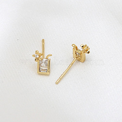 Brass Micro Pave Clear Cubic Zirconia Drink Head Pins, for Baroque Pearl Making, Golden, 15x6mm(BAPE-PW0002-23B-01)
