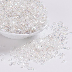 MIYUKI Quarter TILA Beads, Japanese Seed Beads, 2-Hole, (QTL250) Crystal AB, 5x1.2x1.9mm, Hole: 0.7mm, about 24000pcs/500g(SEED-MY05-QTL250)