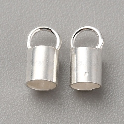 Sterling Silver Cord Ends, Column, Silver, 7x4x3.5mm, Hole: 2.5mm, Inner Diameter: 3mm(STER-WH0010-16D)