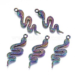 Alloy Pendants, Cadmium Free & Lead Free, Snake, Rainbow Color, 41x14x5mm, Hole: 2mm(PALLOY-N156-051-RS)