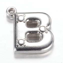 Non-Tarnish 201 Stainless Steel Charms, Letter B, Stainless Steel Color, 15x13x3mm, Hole: 1.2mm(X-STAS-G081-24P)