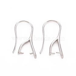 Brass Earring Hooks, Long-Lasting Plated, Real Platinum Plated, 20~21x2mm, Pin: 1mm(KK-R037-05P-A)