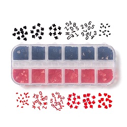 PET Nail Sequins Care Decoration, Nail Art Decoration Accessories for Womenn, Playing Cards Shape & Letter & Number, Mixed Color, 3~5x3~4x0.1mm(DIY-B055-01)