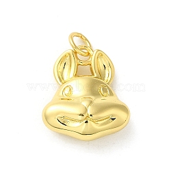 Brass Charms, with Jump Ring, Real 14K Gold Plated, Rabbit, 14x12x5mm(KK-D095-01B-G)