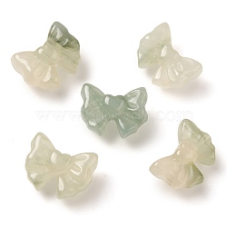 Natural Jade Carved Beads, Bowknot, 12.5~13.5x17x7.5~8.5mm, Hole: 1.4mm(G-P550-21)