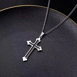 Alloy with Enamel Cross Pendant Necklaces for Men and Women, Black, 23.62 inch(60cm)(PW-WG47743-02)