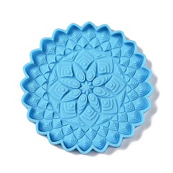 DIY Mandala Flower Shape Coaster Silicone Molds, Resin Casting Molds, for UV Resin & Epoxy Resin Craft Making, Deep Sky Blue, 124x10.5mm, Inner Diameter: 120.5mm(X-DIY-G083-06A)