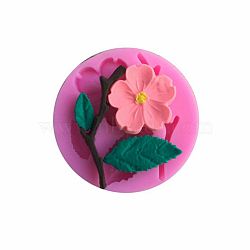 Food Grade Silicone Molds, Fondant Molds, For DIY Cake Decoration, Chocolate, Candy, UV Resin & Epoxy Resin Jewelry Making, Peach Blossom Branch, Deep Pink, 54x7mm(DIY-L019-035A)
