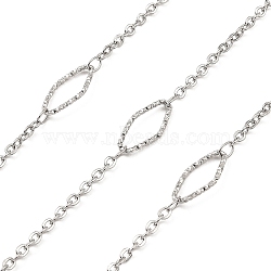 Handmade 304 Stainless Steel Rhombus Link Chains, Soldered, with Spool, Stainless Steel Color, 15x7x1mm, about 16.40 Feet(5m)/Roll(CHS-G025-02P)