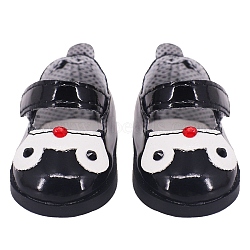 Imitation Leather Leather Shoes, Doll Making Supplies, Black, 50mm, 2pcs/bag(PW-WG91067-04)