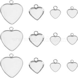 304 Stainless Steel Pendants, Heart, Including Container, Stainless Steel Color, 13~24x10.5~21x1~2mm, Hole: 1.9~2.5mm, 90pcs/box(DIY-UN0002-54)