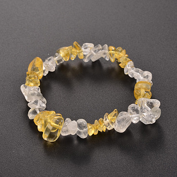 Chips Citrine(Dyed & Heated) Beaded Stretch Bracelets, 50mm