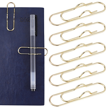 Metal Pen Clips for Notebook, Long Paper Clip Pen Holders, Oval, Light Gold, 71x18x7.5mm, 12pcs/box
