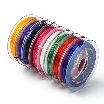 Flat Elastic Crystal String, Elastic Beading Thread, for Stretch Bracelet Making, Mixed Color, 0.5mm, about 10 yards(9.14m)/roll, 8 rolls/group