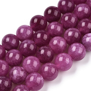 Natural Quartz Beads Strands, Dyed & Heated, Imitation Tourmaline, Round, Medium Violet Red, 8~8.5mm, Hole: 1.2mm, about 47pcs/strand, 15.35 inch(39cm)