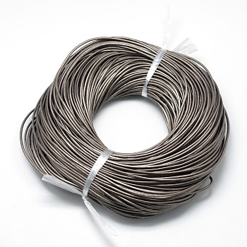 Spray Painted Cowhide Leather Cords, Dark Gray, 1.5mm, about 100yards/bundle(300 feet/bundle)