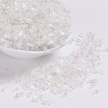 MIYUKI Quarter TILA Beads, Japanese Seed Beads, 2-Hole, (QTL250) Crystal AB, 5x1.2x1.9mm, Hole: 0.7mm, about 24000pcs/500g