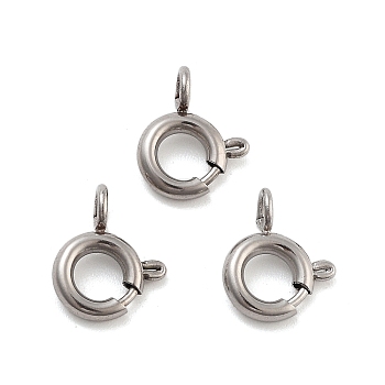 Non-Tarnish 316 Stainless Steel Spring Ring Clasps, Stainless Steel Color, 9x7x3mm, Hole: 1.6mm