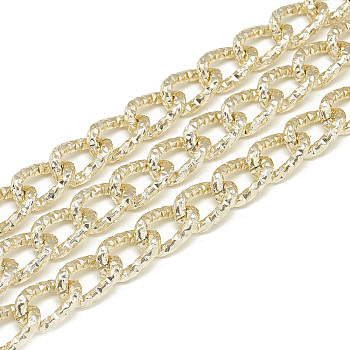 Unwelded Aluminum Curb Chains, Light Gold, 14x9.5x2mm