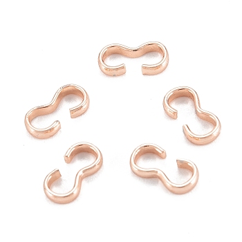 Brass Quick Link Connectors, Chain Findings, Number 3 Shaped Clasps, Long-Lasting Plated, Real Rose Gold Plated, 7x4x1mm, Inner Diameter: 6x2.4mm