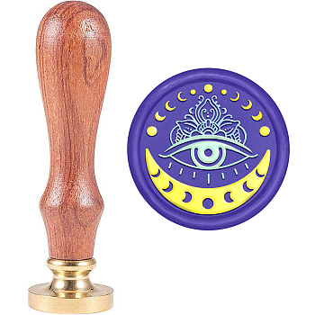 Brass Wax Seal Stamp with Handle, for DIY Scrapbooking, Evil Eye Pattern, 89x30mm