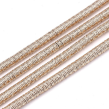 Polyester & Cotton Cords, with Iron Chain inside, Light Salmon, 4mm, about 54.68 yards(50m)/bundle