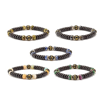 Faceted Natural Beads Stretch Bracelets Set, 1/4 inch(0.7cm), Inner Diameter: 2-1/4 inch(5.6cm)