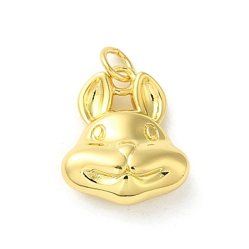Brass Charms, with Jump Ring, Real 14K Gold Plated, Rabbit, 14x12x5mm