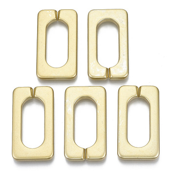 Opaque Spray Painted Acrylic Linking Rings, Quick Link Connectors, for Cable Chains Making, Rectangle, Gold, 43.5x23x4.5mm, Inner Diameter: 30x12mm, about 147pcs/500g