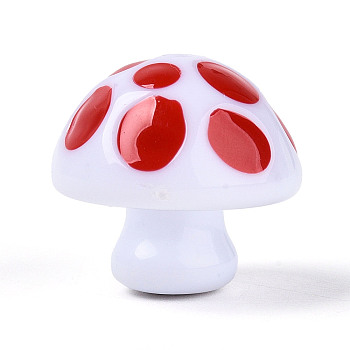 2Pcs Opaque Acrylic Enamel Beads, Mushroom, WhiteSmoke, 22.5x24.5mm, Hole: 2.5mm