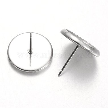 Flat Round Stainless Steel Stud Earring Settings(X-STAS-M227-12mm)-2