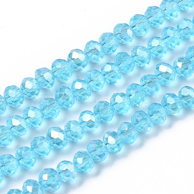 4mm Cyan Rondelle Glass Beads