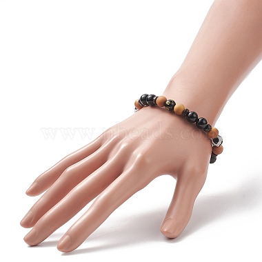 4Pcs 4 Style Natural & Synthetic Mixed Gemstone & Coconut Round Beaded Stretch Bracelets Set(BJEW-JB09155)-3