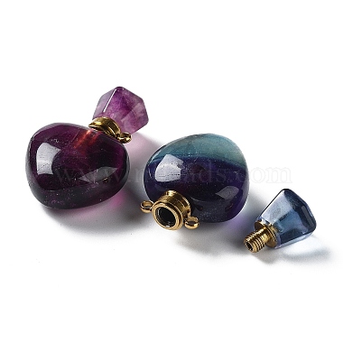 Natural Fluorite Heart Perfume Bottle Pendants(G-A026-09)-3