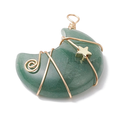 pendentifs enveloppés de fil de cuivre d'aventurine verte naturelle(PALLOY-JF02685-03)-3