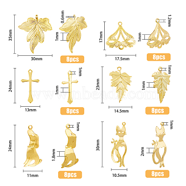 48Pcs 6 Style Brass Pendants(KK-FH0005-49)-2
