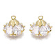 Brass Inlaid Clear Cubic Zirconia Charms(ZIRC-S069-001G)-1