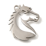 201 Stainless Steel Pendants, Horse Charms, Stainless Steel Color, 17.5x15.5x1mm, Hole: 1.5mm(X-STAS-R136-19P)