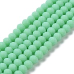 Glass Beads Strands, Faceted, Frosted, Rondelle, Medium Spring Green, 8mm, Hole: 1mm, about 60~62pcs/strand(X1-EGLA-A034-P8mm-MD14)