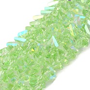 Transparent Glass Beads Strands, Faceted, AB Color, Triangle, Pale Green, 6x6x3mm, Hole: 1.2mm, about 87~93pcs/strand, 9.45''~11.61''(24~29.5cm)(EGLA-P061-04B-AB03)