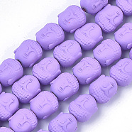 Spray Painted Non-magnetic Synthetic Hematite Beads Strands, Matte Style, Buddha Head, Violet, 10x9x7.5mm, Hole: 1mm, about 39pcs/strand, 15.7 inch(G-T116-28-09)