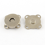 Iron Purse Snap Clasps, Closure for Purse Handbag, Platinum, 15x15x6.5mm, Hole: 2x1mm(X-IFIN-R203-69P)