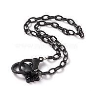 Personalized ABS Plastic Cable Chain Necklaces, Eyeglass Chains, Handbag Chains, with Plastic Lobster Claw Clasps and Resin Bear Pendants, Black, 19-1/8 inch(48.5cm)(NJEW-JN03220-09)