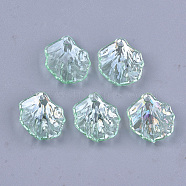 Transparent Acrylic Pendants, AB Color, Leaf, Aquamarine, 19x17x4~5mm, Hole: 1.2mm(X-TACR-T007-08C)