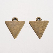 Triangle Tibetan Style Alloy Blank Tag Pendants, Lead Free & Nickel Free & Cadmium Free, Antique Bronze, 23x18x1.2mm, Hole: 2mm, about 833pcs/1000g(PALLOY-K110-26AB-NR)