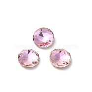 Glass Rhinestone Cabochons, Point Back & Back Plated, Faceted, Flat Round, Light Rose, 6x2.7mm(RGLA-P037-10A-D223)