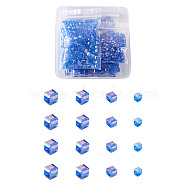 Electroplate Glass Beads Strands, AB Color Plated, Faceted, Cube, Royal Blue, 672pcs/Box(EGLA-TA0001-03C)