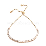 Brass Pave Clear Cubic Zirconia Square Box Chain Slider Bracelets, Nickle Free, Long-Lasting Plated, Golden, 10-1/4 inch(26cm)(BJEW-YWC0002-10A-G)