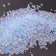 AB Color Plated 3D Nail Art Glass Mini Ball Beads, Tiny Caviar Nail Beads, DIY Nails Art Round Decorations, Cornflower Blue, 0.4~3mm, 720~1000pcs/bag(MRMJ-WH0064-40K)
